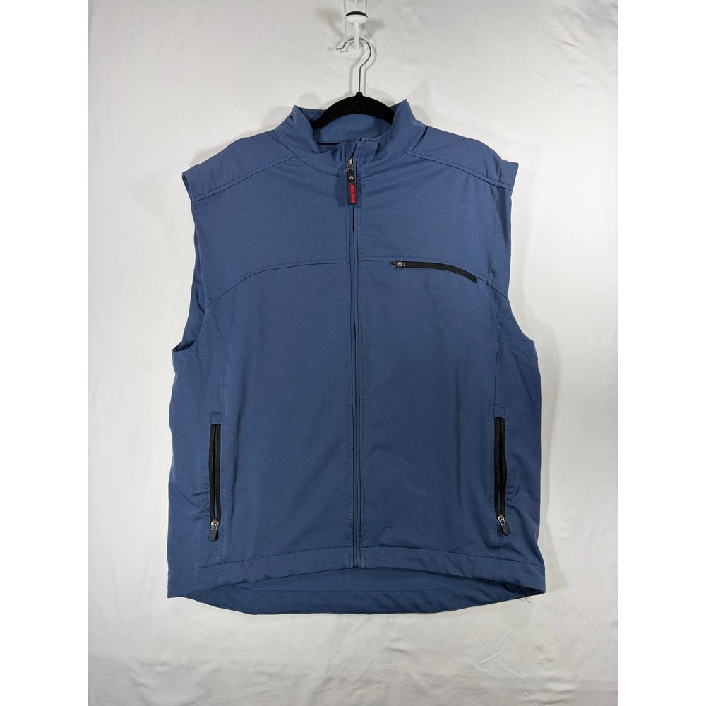 Wolverine Softshell Vest Men Size M Blue Excellent Full Zip Mock Neck Pockets
